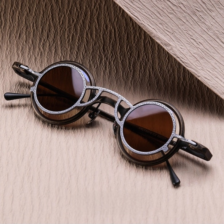 Antique Bronze Frame + Silver Clip | Tea Brown Lenses