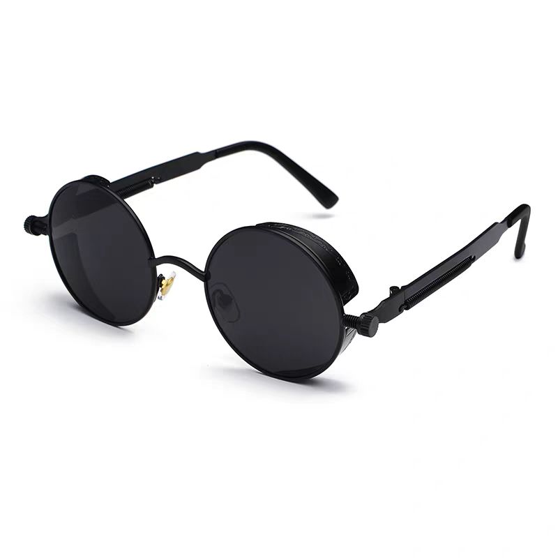 Black round sunglasses on a white background