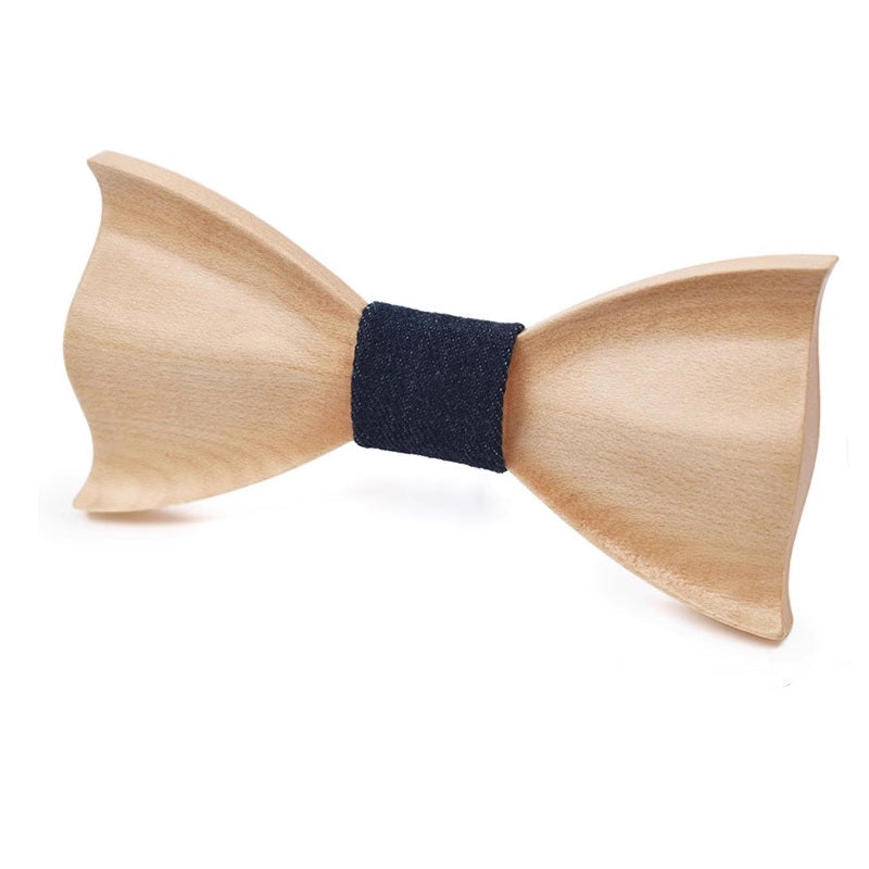 Classic Wooden Bow Ties | Maple | Sharp Corner | Denim