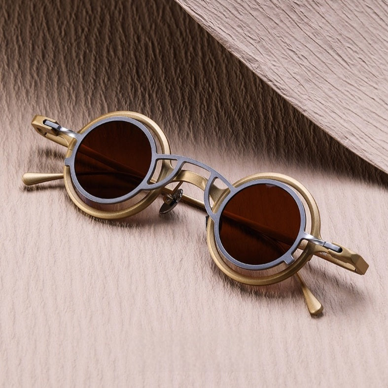 Gold Frame + Silver Clip | Tea Brown Lenses