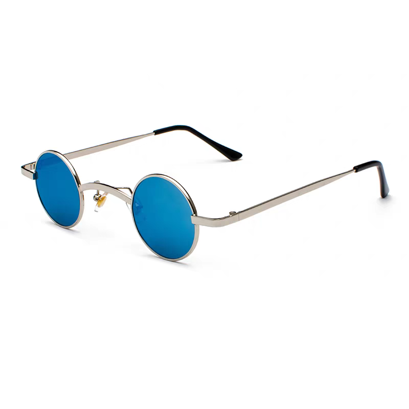 Silver Frame with Blue Reflective Lenses