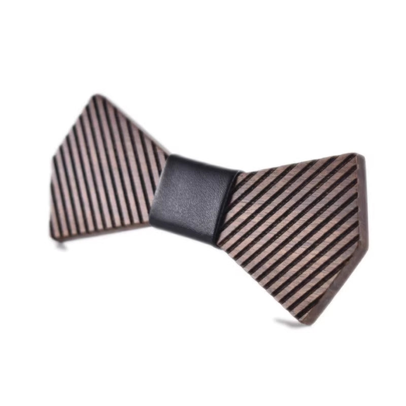 Striped bow tie with a black center on a white background