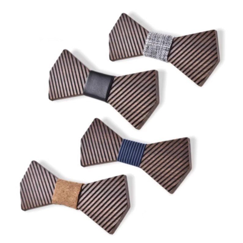 Three striped bow ties on a white background with text.