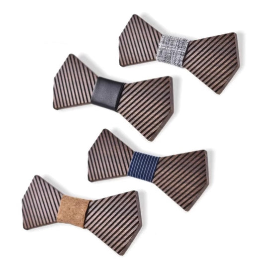 Three striped bow ties on a white background with text.