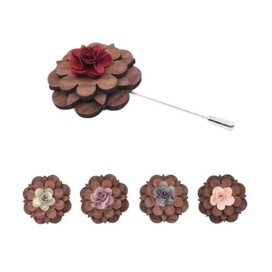 Floral brooches with a pin on a white background