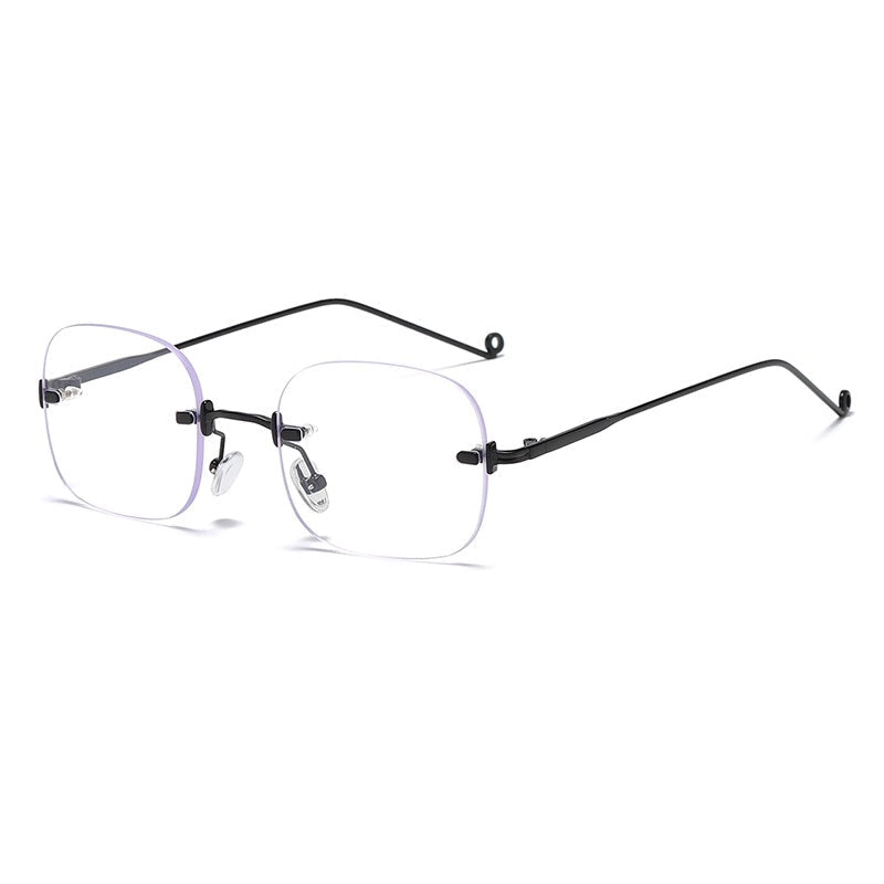 Black rimmed eyeglasses on a white background