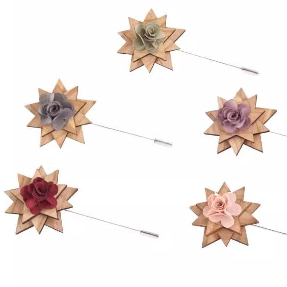 Floral brooches on a white background