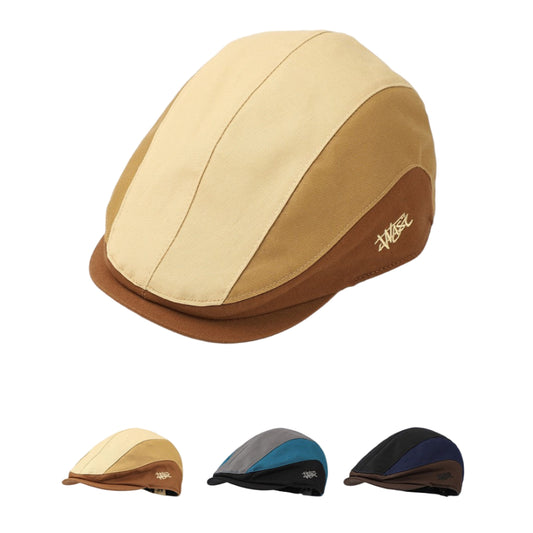 Beige and brown flat cap on a white background