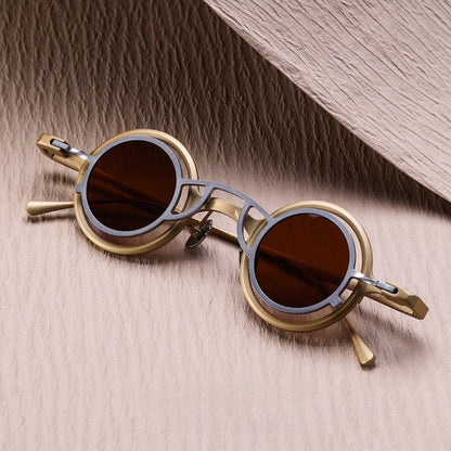Gold Frame + Silver Clip | Tea Brown Lenses