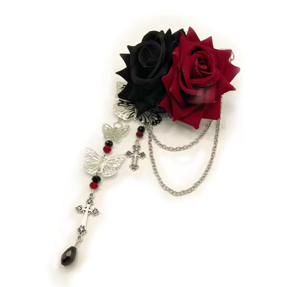 Gothic Lolita Rose & Butterfly Brooch