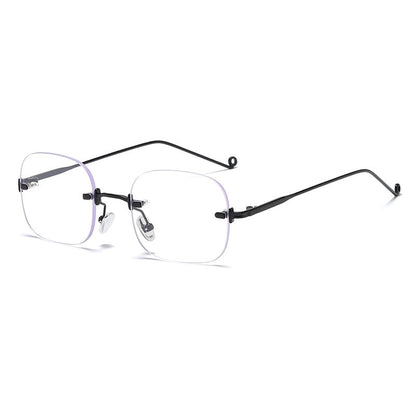 Black rimmed eyeglasses on a white background