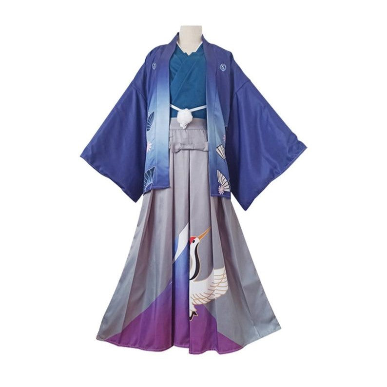 Blue Crane Samurai Kimono Set