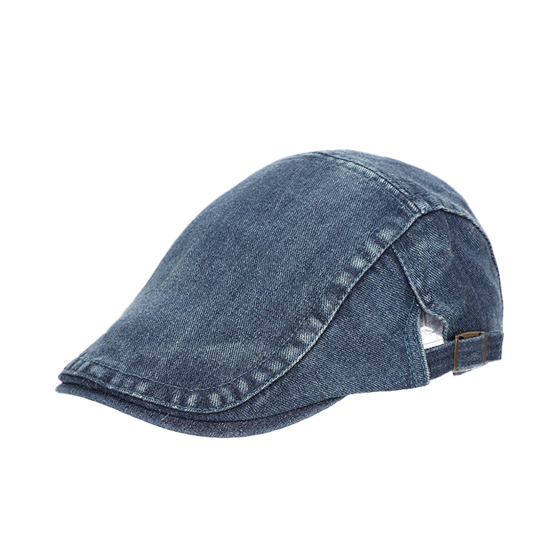 Blue denim cap on a white background 