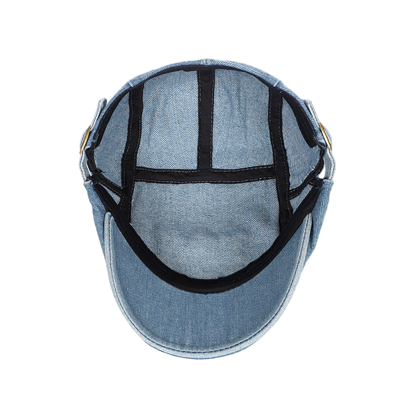 Blue denim cap with black mesh 