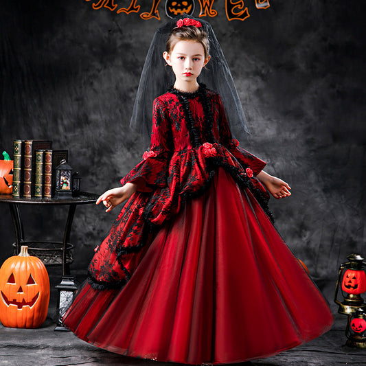 Halloween Ghost Bride Kids Costume Dress