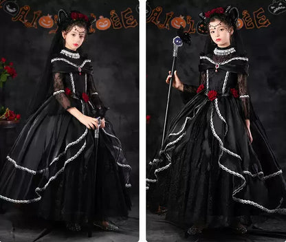 Halloween Dark Bride Kids Costume Dress