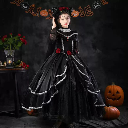 Halloween Dark Bride Kids Costume Dress