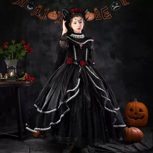 Halloween Dark Bride Kids Costume Dress