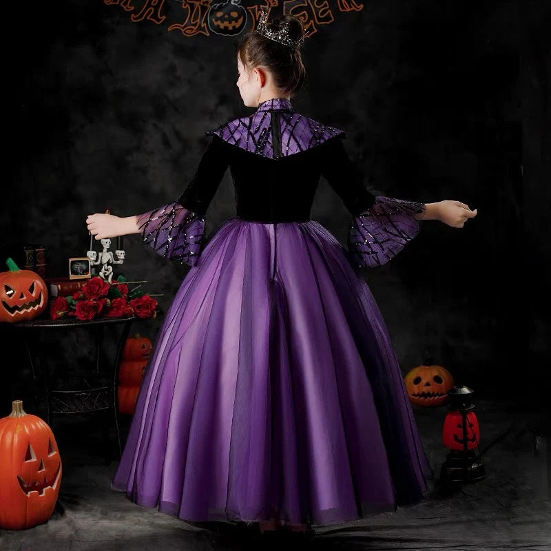 Halloween Purple Witch Kids Costume Dress