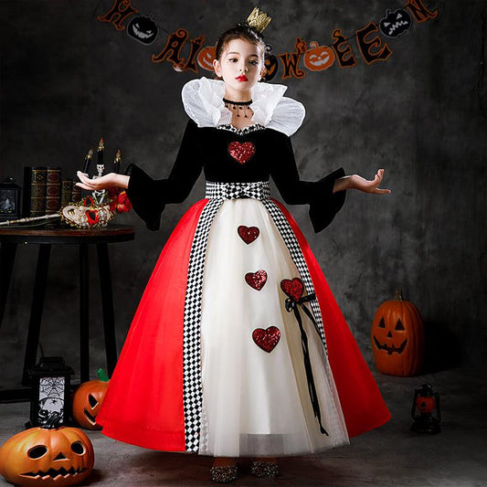 Halloween Queen Of Hearts Kids Costume Dress