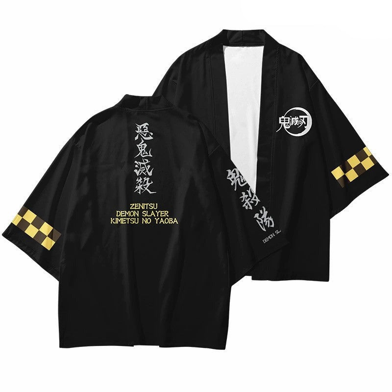 Black Demon Slayer Zenitsu Kimono Cardigan