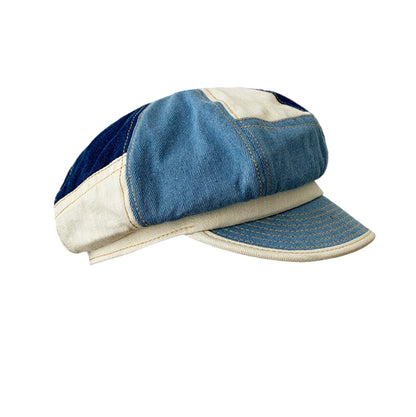 Blue and white denim cap 