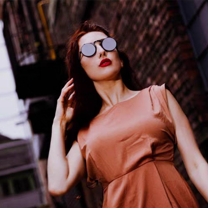 Flip-Up Retro Round Metal Frame Sunglasses