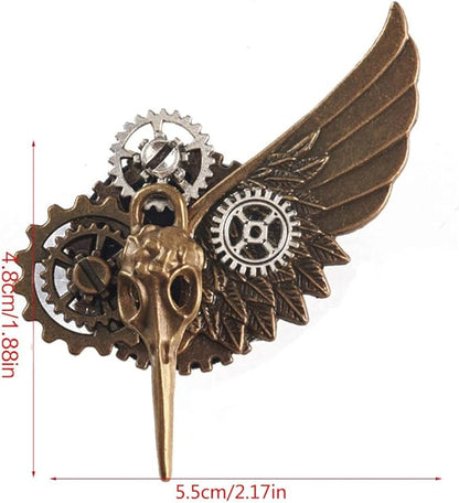 Plague Winged Gear Steampunk Brooch