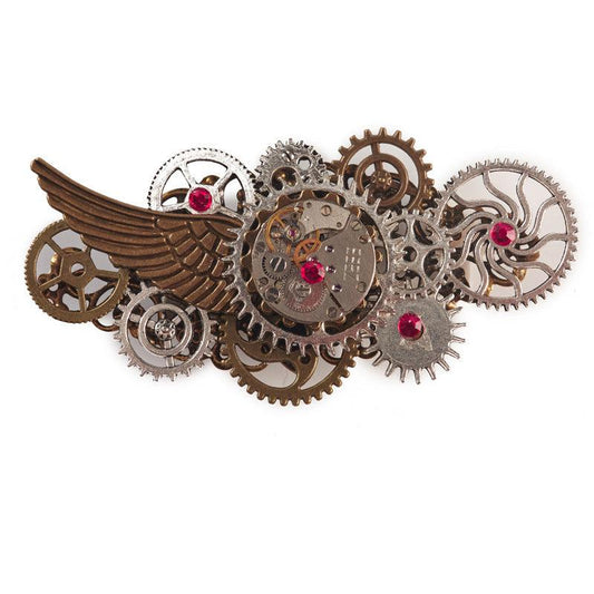 Winged Gear Steampunk Hair Clip