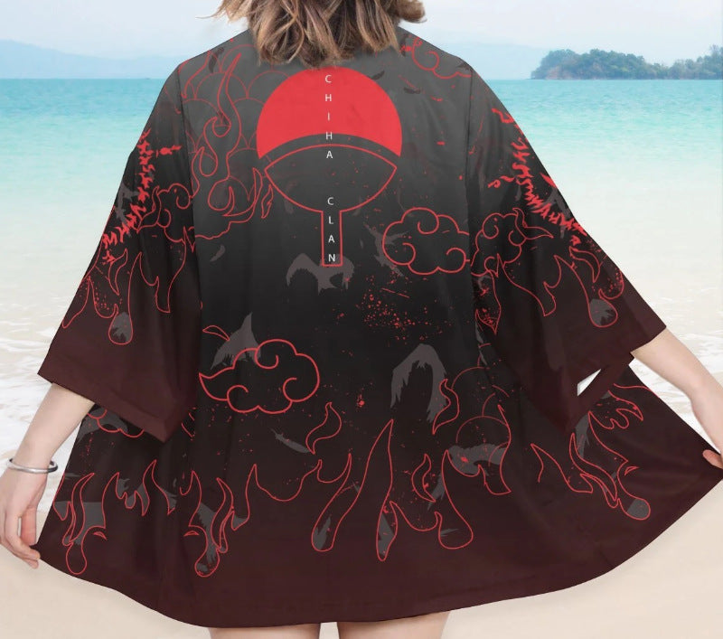 Uchiha Hidden Akatsuki Symbol Kimono Shirt